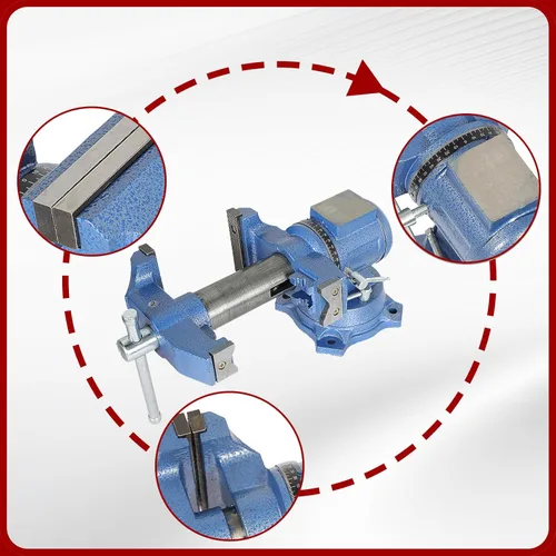 Miniatura 7 de findmall Tornillo multimordaza multiusos resistente con base giratoria y cabezal para sujetar equipos de fijación, rotación de 360 grados, uso
