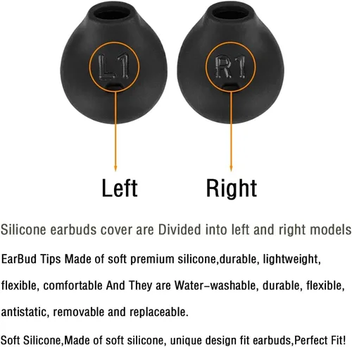 Miniatura 5 de 10 pares de fundas para auriculares de silicona de repuesto compatibles con Samsung Galaxy Note 5/Note 7/s7/s6/s6 Edge/Level U Bluetooth Negro