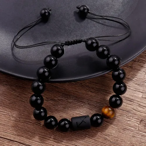 Miniatura 37 de SUMMER LOVE Father's Day Gifts Zodiac Bracelet for Men Women 10mm Natural Black Onyx Stone Star Sign Constellation Beaded Protection Bracelet
