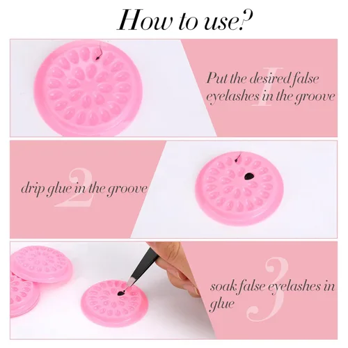 Miniatura 3 de 100 soportes para pegamento de pestañas postizas, bandejas de pestañas para extensiones, almohadillas de plástico desechables para paletas de Rosa