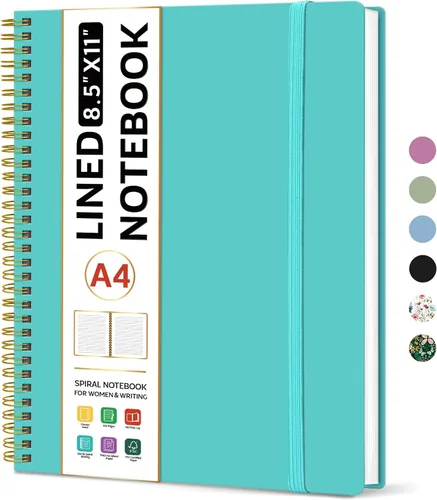 Miniatura 35 de Taja Cuaderno con forro en espiral, cuadernos de 8.5 x 11 pulgadas para trabajo, diario grande A4 para mujeres y hombres, cuaderno de diario