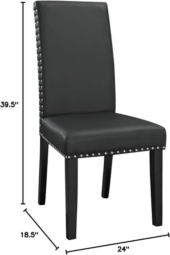 Miniatura 3 de LexMod silla de comedor de vinilo parte de un juego, Poliuretano, Negro