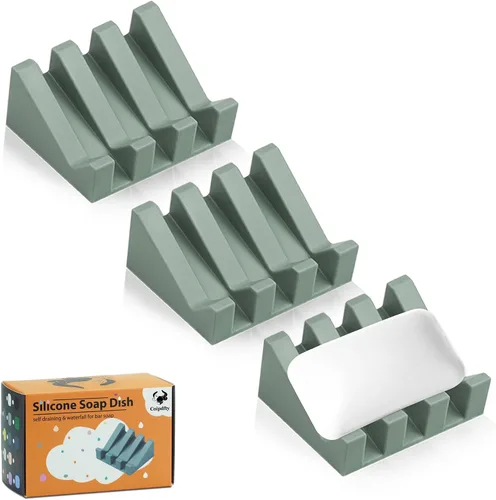 Miniatura 26 de Jabonera Autodrenante con Soporte, Jabonera de Silicona, para Baño, Cocina, Esponjas, Puede Extender la Vida del Jabón, Mantiene las Barras de Jabón