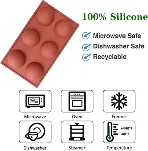 Miniatura 5 de Moldes para bombas de chocolate caliente – Moldes de silicona de 2.5 pulgadas y semiesferas – Marrón/3 piezas