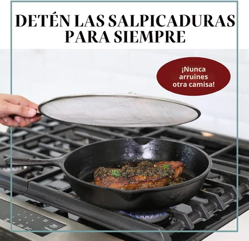 Miniatura 8 de Pantalla contra salpicaduras para sartén, protector de salpicaduras de grasa de acero inoxidable de 13 pulgadas, cubre salpicaduras de aceite cuando