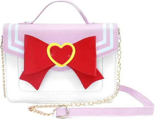 PROCOS Bolsos de mujer Kawaii Anime Sailor Cosplay PU Bolso de cuero PU Cadena de lazo bandolera Bolso bandolera Bolso bandolera