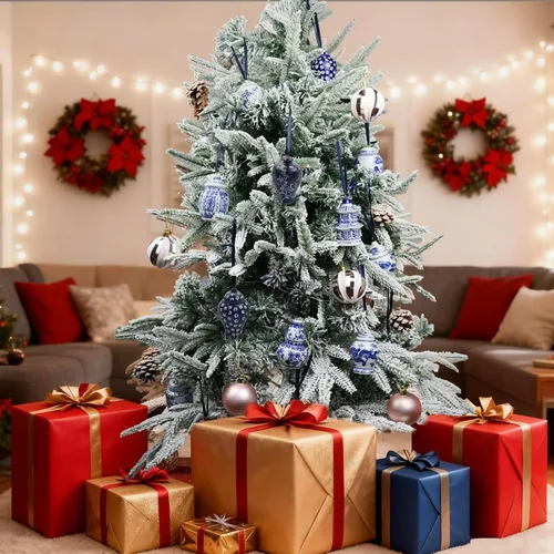 Miniatura 4 de 6 adornos chinos – Adornos colgantes de porcelana azul y blanca – Adornos de cerámica para árbol de Navidad y decoración de otoño (estilo clásico)