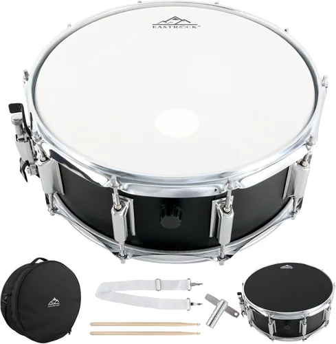Miniatura 13 de EASTROCK Juego de batería de caja de 14 x 5.5 pulgadas para estudiantes principiantes con bolsa de concierto, baquetas, soporte, llaves de tambor