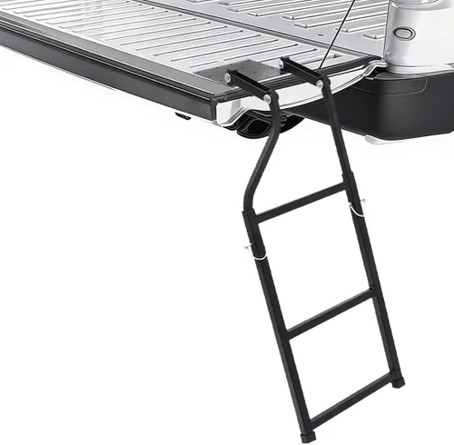 SKTYANTS Escalera plegable para puerta trasera de camioneta, extensión telescópica ajustable universal para camioneta con juego de correas de cubo y