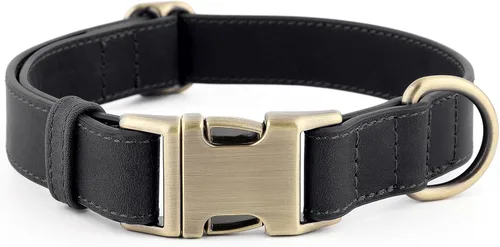 Miniatura 16 de Collar de cuero genuino para perro Plutus Pet – Collar ajustable para mascotas con hebilla de metal de liberación rápida, cuero suave y auténtico