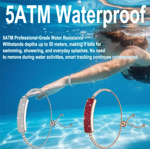 Miniatura 5 de Pulsera inteligente con monitoreo de salud 24/7 5ATM impermeable, oxígeno en sangre, frecuencia cardíaca, HRV, monitor de sueño, diseño delgado