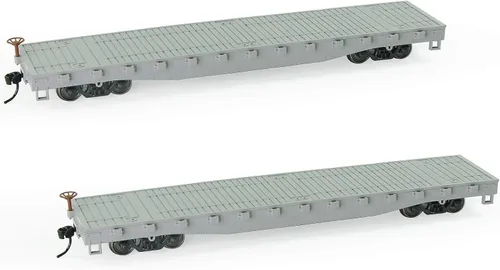 Miniatura 8 de Evemodel C8741 2pcs HO Scale 1:87 52' Transportador plano de coche plano 52 pies Modelo Tren Contenedor de transporte de carga Coche (amarillo)