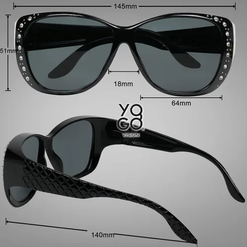 Miniatura 5 de Gafas de sol que se ajustan sobre gafas para mujer, protección UV, polarizadas y HD Vision Fitover