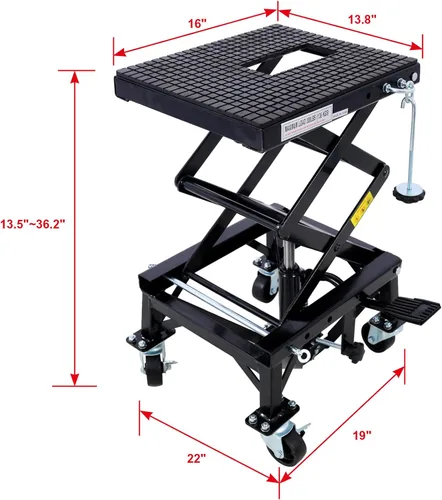 Miniatura 2 de 300LBS Hidráulica Motocicleta Scissor Jack Mesa Elevadora, 13.4-36.2" (negro)