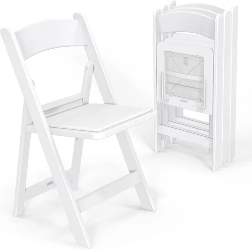 Miniatura 14 de VINGLI Sillas plegables de resina con cojín, silla plegable de plástico con cómodos asientos acolchados, perfectas para fiestas y eventos en Negro