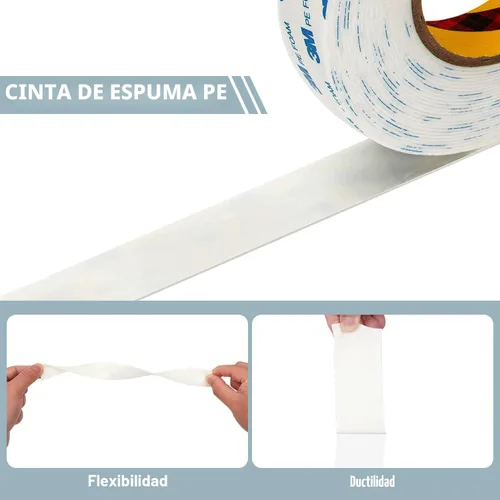 Miniatura 2 de 3M Cinta de Doble Cara 0.39"×16.5 pies, Cinta de Pared de Doble Cara sin Daño, Cinta de Montaje de Espuma de PE Resistente Extraíble Impermeable