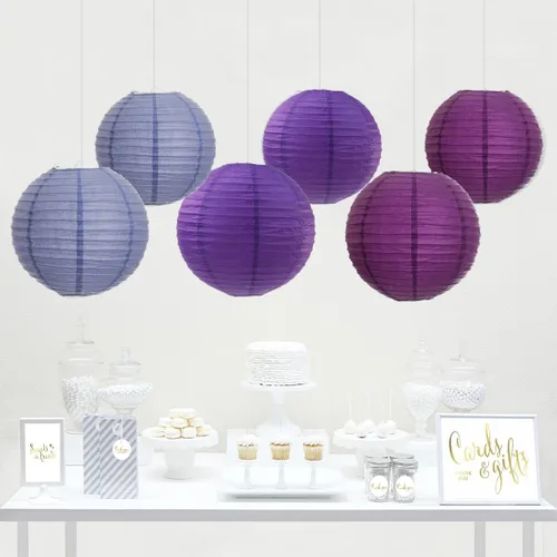 Miniatura 6 de Andaz Press - Juego de farol de papel para colgar, 1 Lavanda Ciruela Royal Purple