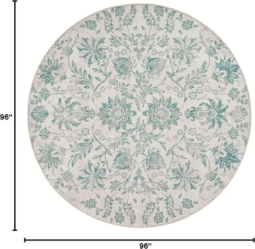 Miniatura 320 de jinchan Lima - Alfombra simétrica floral geométrica lavable, alfombra de entrada de medio círculo de 2 x 3, alfombra de media luna, suave y Azul
