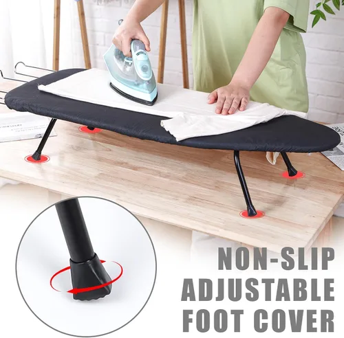 Miniatura 3 de Tioncy Tabla de planchar plegable de metal con soporte de hierro, tabla de planchar portátil de metal, pequeña con cubierta de algodón resistente al