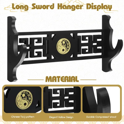 Miniatura 6 de Barydat Soporte para espada de 1 nivel, soporte de pared, soporte de pared para espada samurái, soporte para Katana japonés, colección