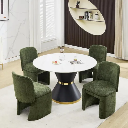 Hyfirm Juego de 4 sillas de comedor tapizadas modernas, sillas de comedor laterales de chenilla, sillas de cocina sin brazos, sillas Parsons con
