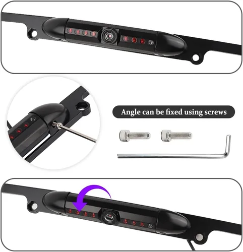 Miniatura 5 de Cámara de respaldo para matrícula, cámara de visión trasera HD con visión nocturna y 8 LED, cámara de visión trasera de 170° de amplio ángulo IP67