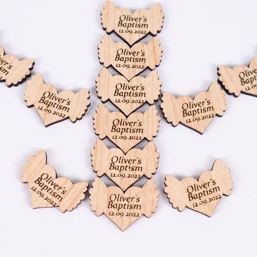 HTF - Paquete de 10 etiquetas de madera para niñas, regalos de bautismo para niñas, adornos personalizados, regalos de bautismo, regalos de primera
