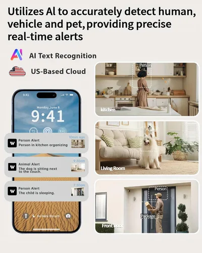 Miniatura 4 de Cámaras 2K para seguridad en el hogar, cámara interior Wi-Fi 6 de 2.4/5 GHz para perro/mascota/niñera/bebé con aplicación de teléfono