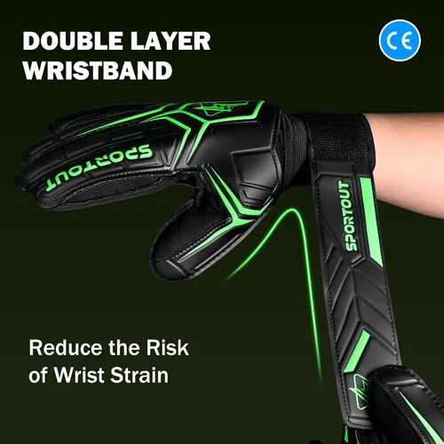Miniatura 5 de Guantes de portero Sportout, guantes de portero con protección para los dedos, guantes de portero de fútbol transpirables, látex de 4 mm, para Verde
