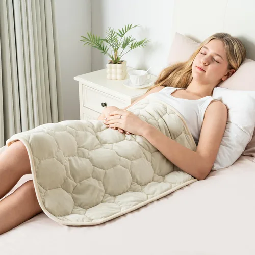 Wemore Manta ponderada de regazo de 7 libras para adultos, manta pequeña con peso para viajes, calma, relajación, siesta y dormir, almohadilla