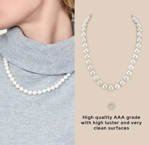 Miniatura 5 de The Pearl Source Akoya - Collar de perlas japonesas blancas para mujer, collar de perlas de oro de 14 quilates, collar de perlas de 18 pulgadas