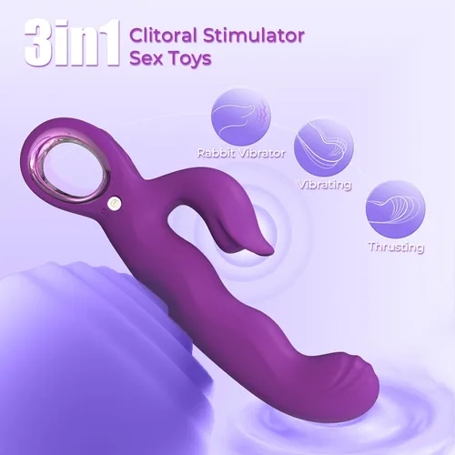 Miniatura 7 de Vibrador de empuje con control APP para mujeres, en forma de conejo y dedo, con 7 empujes y 7 vibradores, juguetes para adultos con control remoto