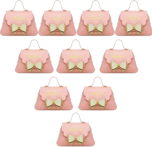 MIAO YUAN 10 bolsas de regalo de piel sintética con lazo, bolsa de dulces de chocolate, caja de regalo de boda, bolsa de almacenamiento de
