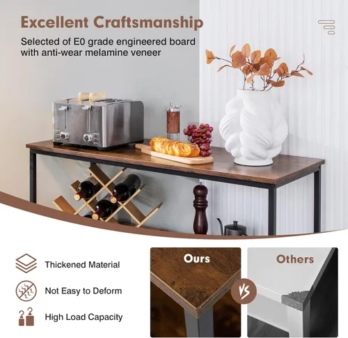 Miniatura 6 de Giantex Aparador de buffet, armario de madera, despensa de cocina con encimera espaciosa, estante abierto grande, armario de almacenamiento de 3
