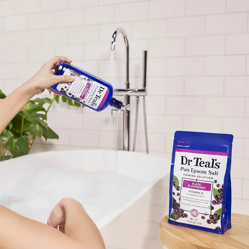 Miniatura 6 de Dr Teal's Baño espumoso con sal pura de Epsom, saúco negro con vitamina D, 34 onzas líquidas (paquete de 4)