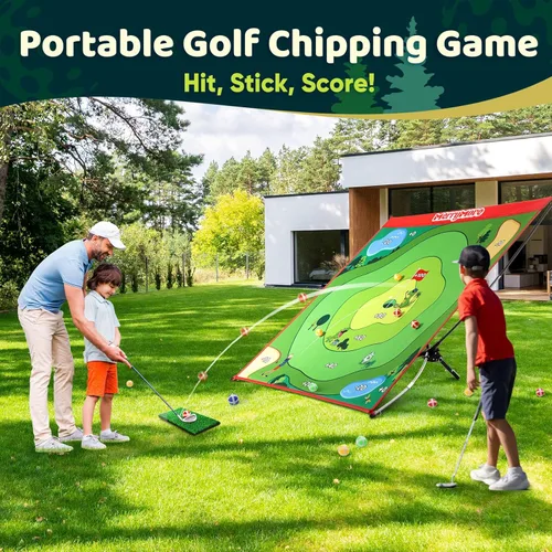 Miniatura 6 de Juego de astillado de golf: juegos de golf pegajosos portátiles para interiores y exteriores, divertidos juegos de golf para patio trasero familiar