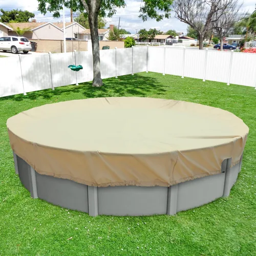Miniatura 9 de Windscreen4less Cubierta de seguridad redonda impermeable para piscina de invierno de 9 pies con cable de alambre a lo largo de los bordes