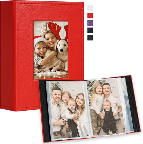 Miniatura 10 de Vienrose Álbum de fotos pequeño de 4 x 6 pulgadas, paquete de 2 mini libros de fotos con cubierta de cuero, 26 páginas con capacidad para 52