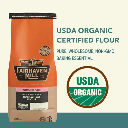 Miniatura 3 de Fairhaven Mill Harina de trigo sarraceno orgánico, grano entero, naturalmente sin gluten y certificado orgánico por USDA, perfecta para panqueques