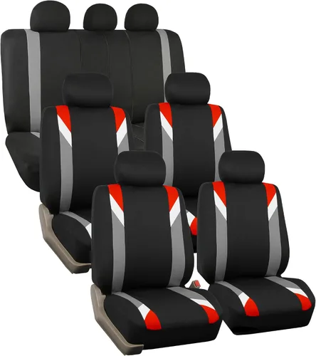 Miniatura 12 de Fundas para asientos en 3 filas modernas de alta calidad FH GROUP FH-FB033217 color beige y negro, para la mayoría de los autos, camionetas, SUV