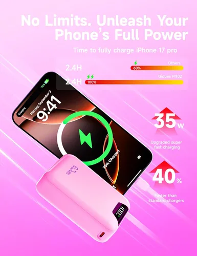 Miniatura 4 de Cargador portátil M2, banco de energía de 20000 mAh, PD 35 W, cable integrado USB-C ultra rápido, compacto y bonito, mini batería externa