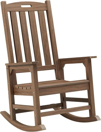 Miniatura 21 de Psilvam Mecedora de gran tamaño para exteriores, con asiento de 21 pulgadas de ancho y respaldo de 32 pulgadas de alto, premontada con la mayoría