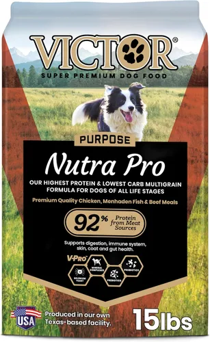 VICTOR Alimento súper premium para perros – Purpose Nutra Pro – Sin gluten, croquetas secas altas en proteínas y bajas en carbohidratos para perros