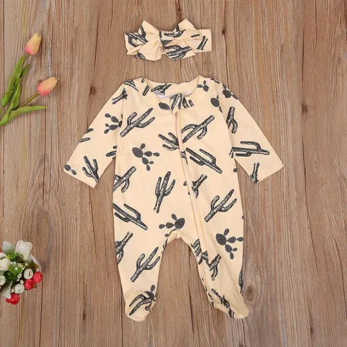 Miniatura 3 de CIYCUIT Mameluco con cremallera para bebé y niña con estampado de cactus