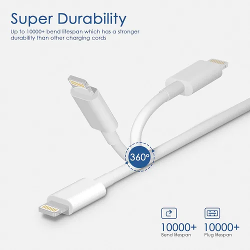 Miniatura 4 de Cables de carga para iPhone, [certificado MFi], paquete de 3 cables Lightning a USB compatibles con iPhone 11/Pro/X/Xs Max/XR/8 Plus/7 Plus/6/iPad