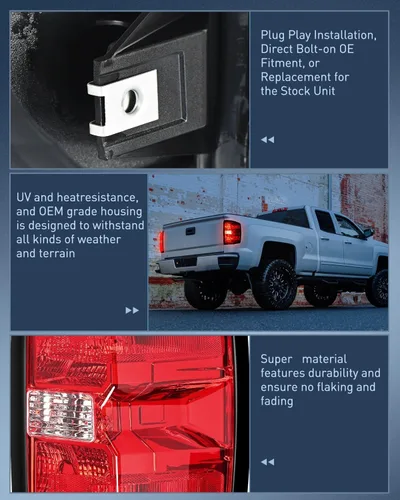 Miniatura 7 de Ensamble de luz trasera Nilight Compatible con Chevy Silverado 1500 2014 2015 2016 2017 2018 2019, 2500 HD 3500 HD, GMC Sierra 3500HD 2015-2019
