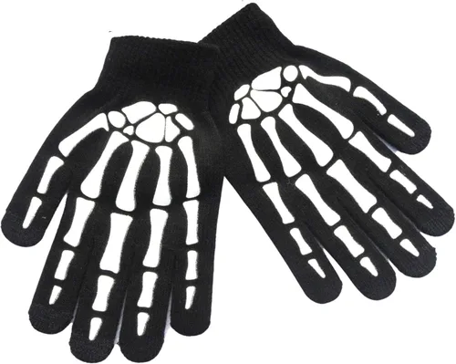 Uttpll Guantes unisex de Halloween para cosplay, guantes de esqueleto para adultos, esqueleto completo de medio dedo, accesorios de cosplay