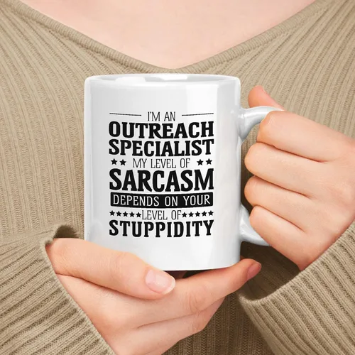 Miniatura 4 de Taza de cerámica blanca de regalo para agente especial de 11 oz, 15 onzas, mi nivel de sarcasmo depende de tu nivel