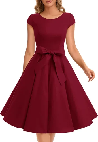 Miniatura 31 de Dressystar - Vestidos clásicos de fiesta con mangas casquillo, estilo Rockabilly y retro de la década de 1950