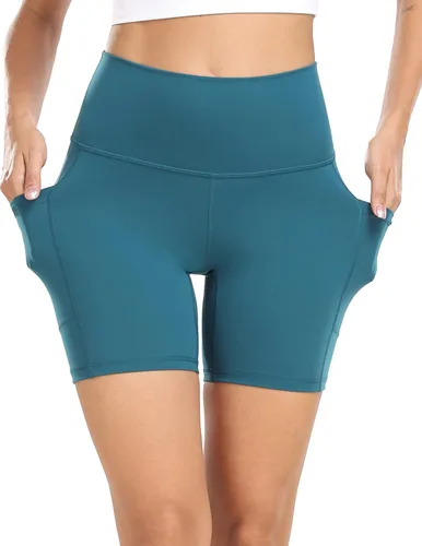 Miniatura 4 de Colorfulkoala - Pantalones cortos biker para yoga y entrenamiento, de talle alto y con bolsillos, con entrepierna de 6pulgadas, para mujer